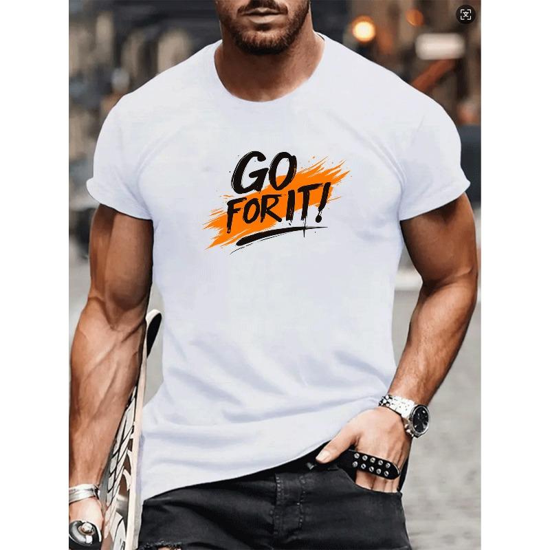European Sizes This Orange and Black Contrasting Inspirational Slogan Print Is Simple and Trendy. It's a Versatile Men's T-shirt for All Seasons