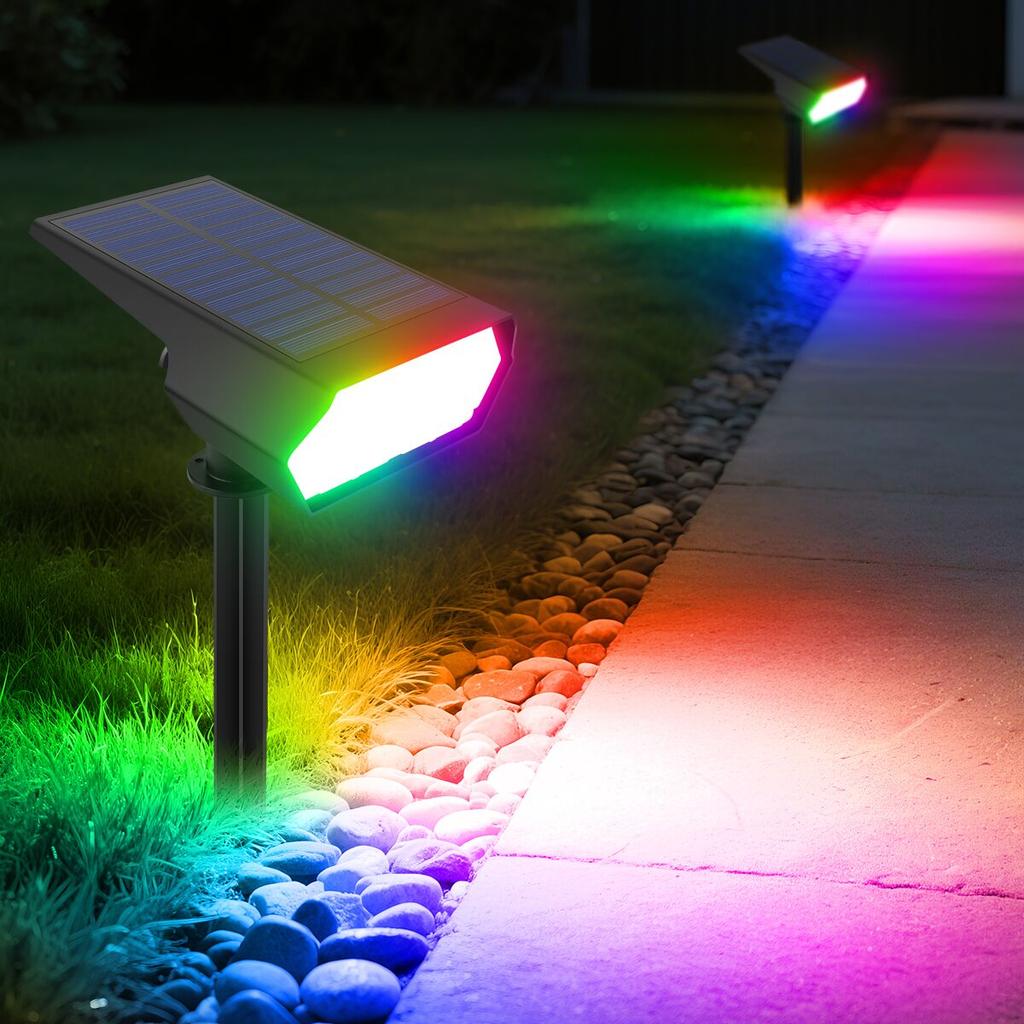 Solar Rechargeable LED Lawn Light Dusk to Dawn Light Sensor Outdoor Garden Path Spotlight For Backyard Yard Landscape Decoraiton