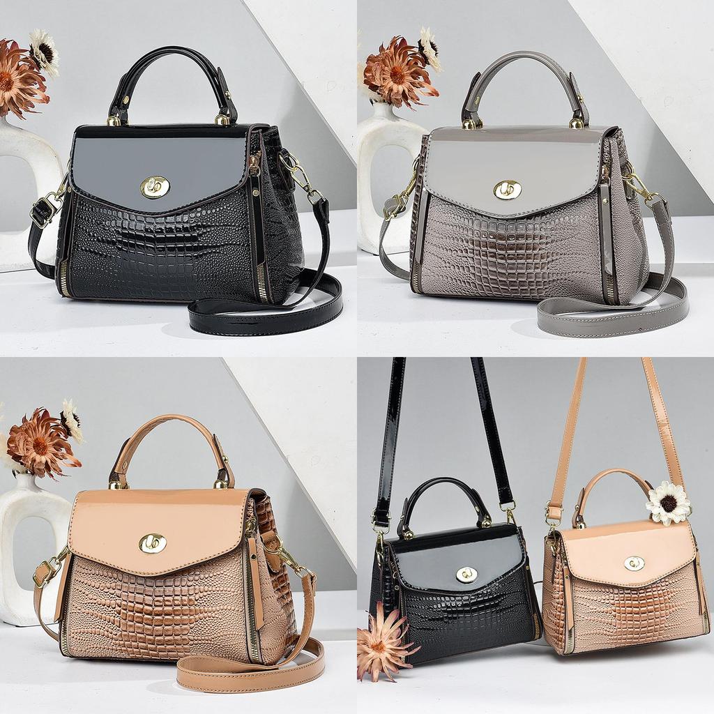Chic Trendy Crossbody Handbag With Chain Elements And Secure Zipper Closure For Moms