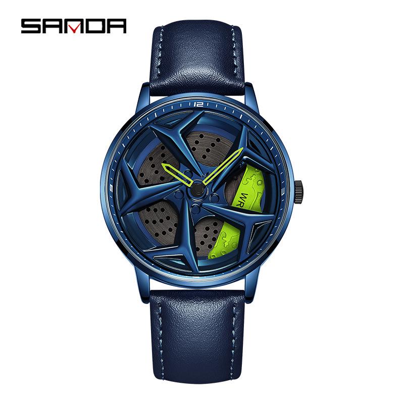 Sanda Men s Waterproof Alloy Quartz Watch with Creative Rotating Dial