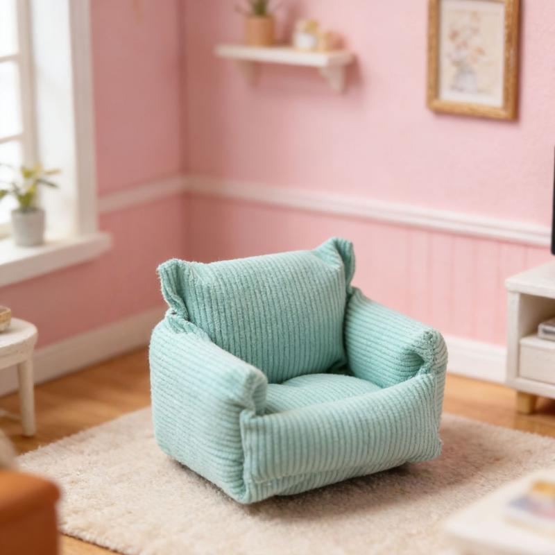 

1Pcs Simulation 1:12 Miniature Living Room Decor Mini Dollhouse Furniture Single Sofa Kids Pretend Play Diy Doll House Accessory A2