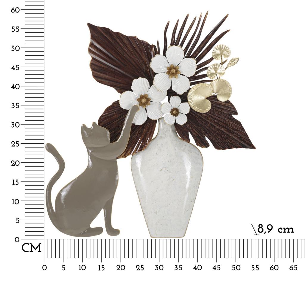 Wandpaneel aus Eisen Katze Cm 54,6X8,9X59,7