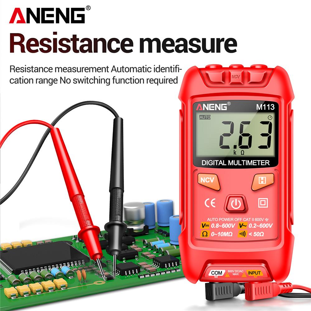 ANENG M113 Mini Intelligent Digital Multimetro 1999 Counts AC DC Volt Resistance NCV Portable Electric Test Tool High Precision with Digital Display