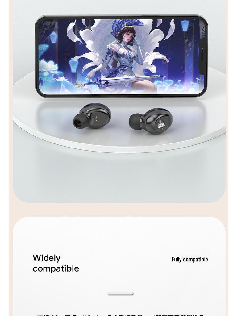 T31 Dual-Ear Touch Control Wireless Bluetooth In-Ear Headset with Digital Display