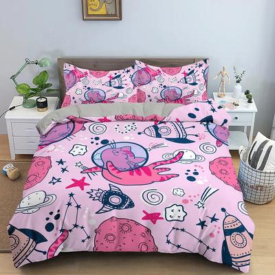 Cartoon Pattern Comfortable Duvet Quilt Cover Pillowcase Bedding Set Children Bedroom Decoration Home Textile
