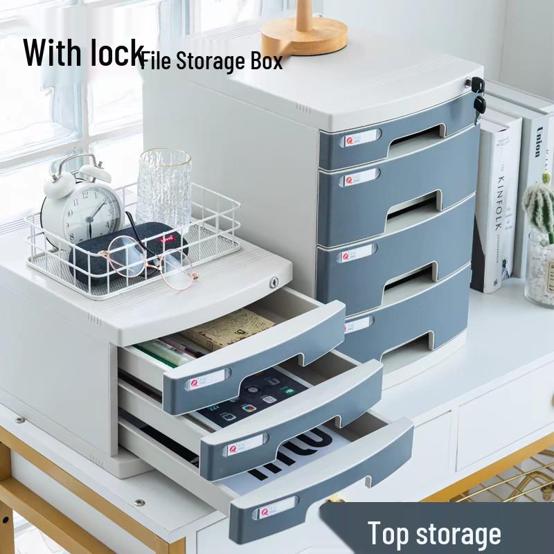 Abschließbarer mehrschichtiger A4-Desktop-Aktenschrank und Aufbewahrungsbox
