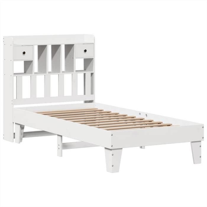 VidaXL Bed Frames Without Mattress White 75x190 Cm Solid Pine Wood, Bedroom Furniture, Slatted Base, Wooden Bed, Bed, 3308868