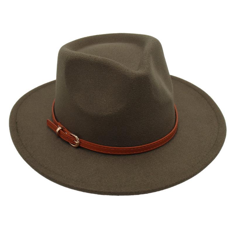 Top Hat Jazz Hat Men'S And Women'S Plush Felt Hat Wool Hat Belt Buckle Tide
