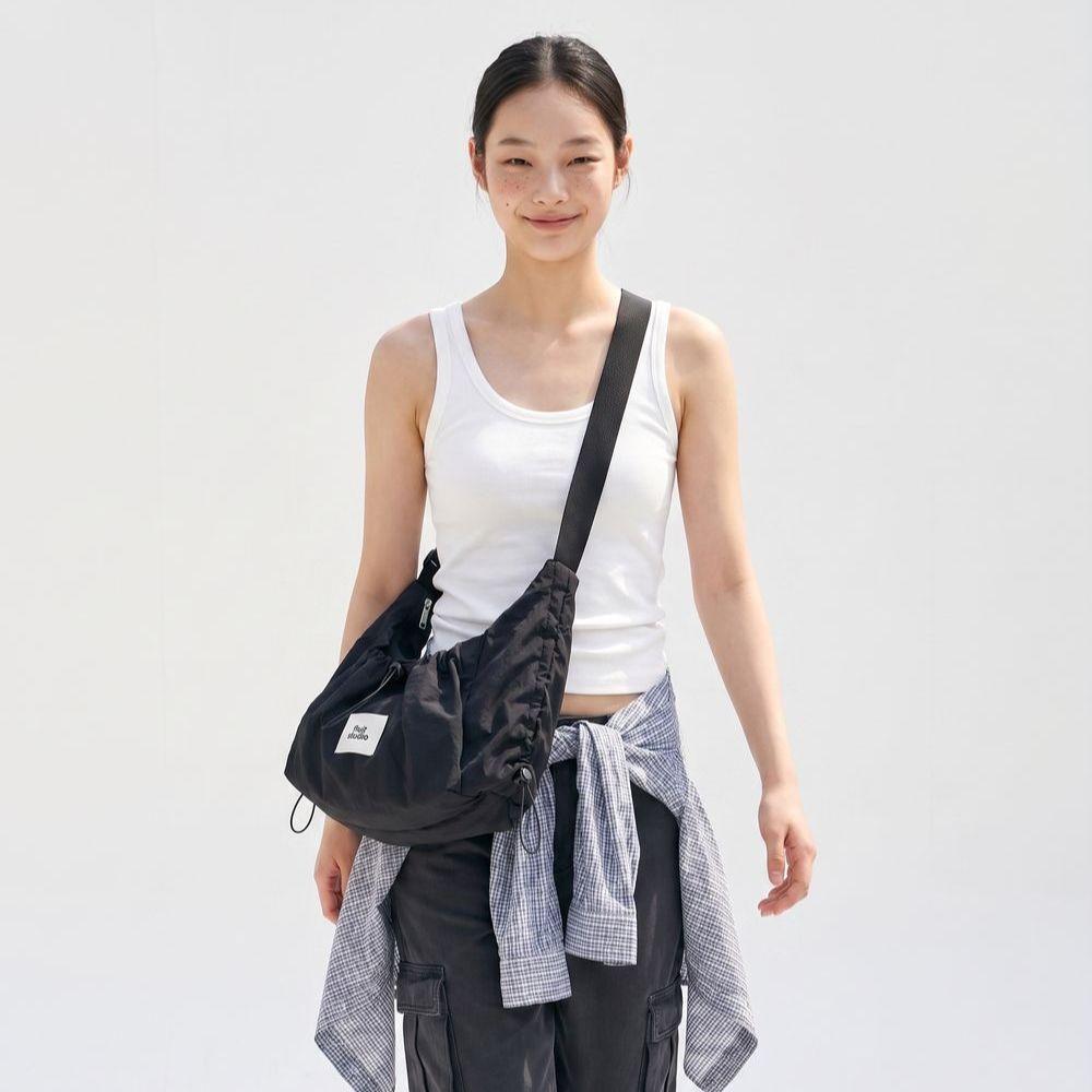 Fluit Studio Nylon Buckle Point Shirred String Crossbody Bag