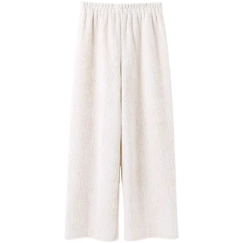 2025 Women's High-Waisted Mink Cashmere Wide-Leg Pants, Knitted, Plus Size, Loose Fit, Autumn/Winter Collection, Thickened Fabric.