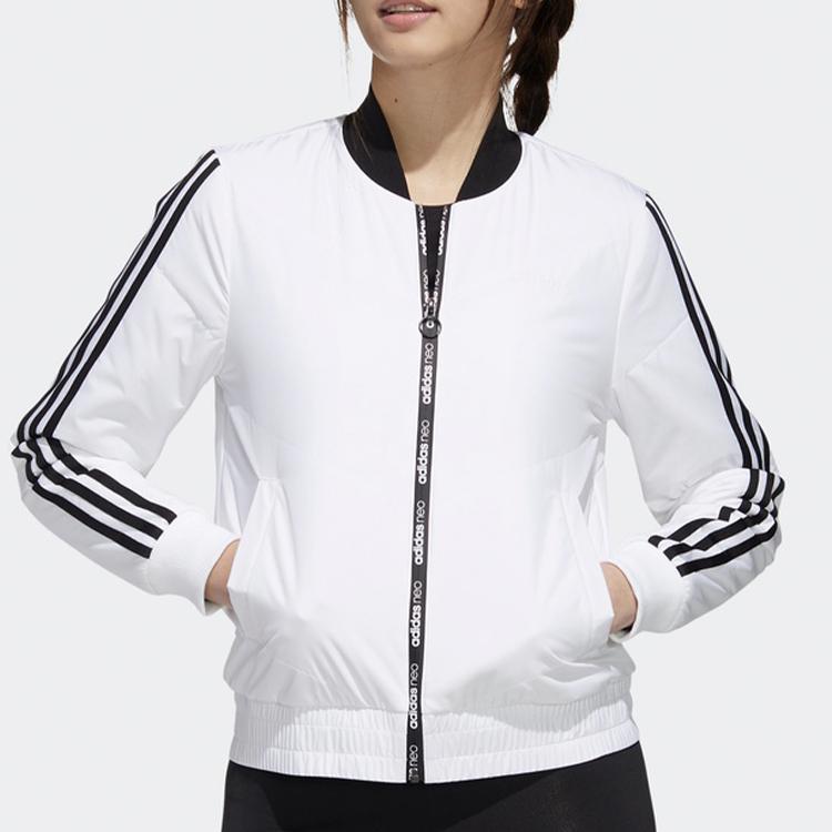 Adidas Neo Short Side Stripe Sports Cotton Jacket Winter Women Jacket White GJ8851