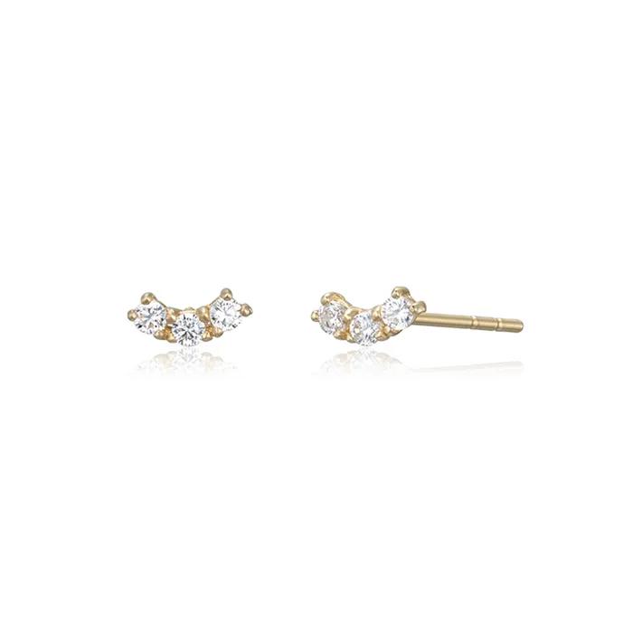 10K Linia Curve Stone Cubic Earrings