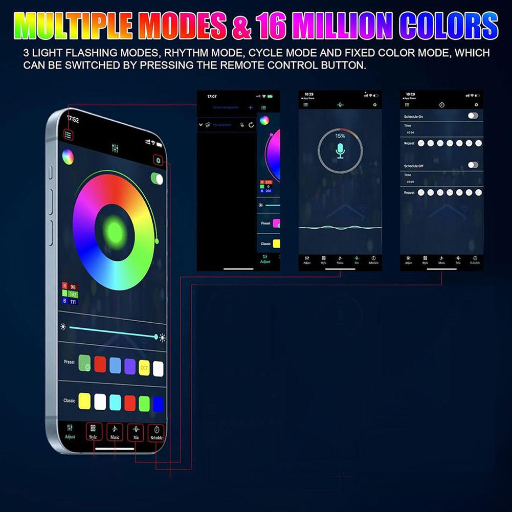 1/2/3/4/5M RGB Car Interior Ambient LED Light Strip Invisible USB Fiber Optic Atmosphere Lamp Support APP Control