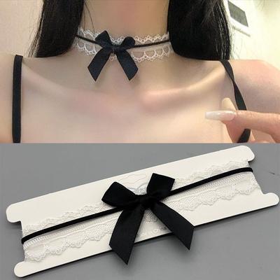 Women Lace Bow Choker Short Clavicle Chain Sweet Cool Summer Necklace