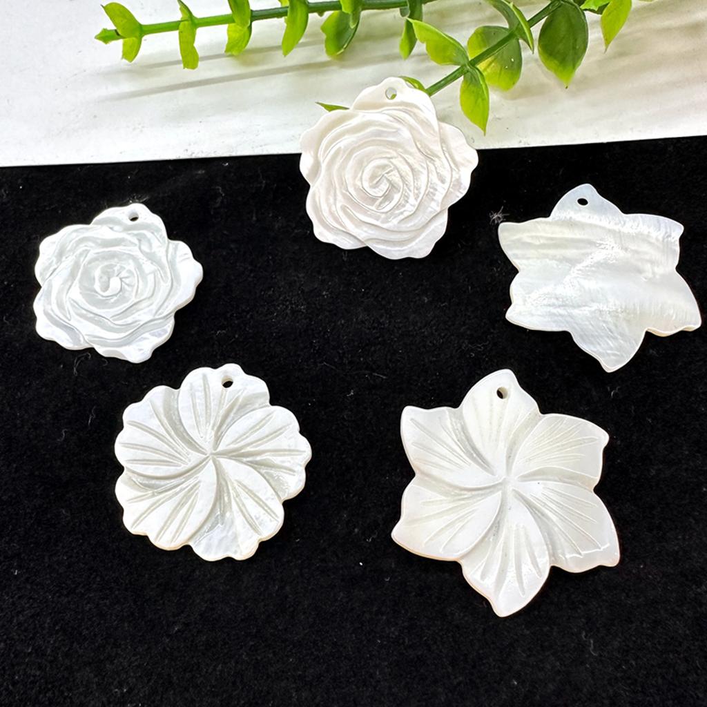 10Pcs, Natural Shell Pendant With Hole, Handmade Flower Shape Charms for Jewelry Making DIY Necklace Accessories, Women Gift
