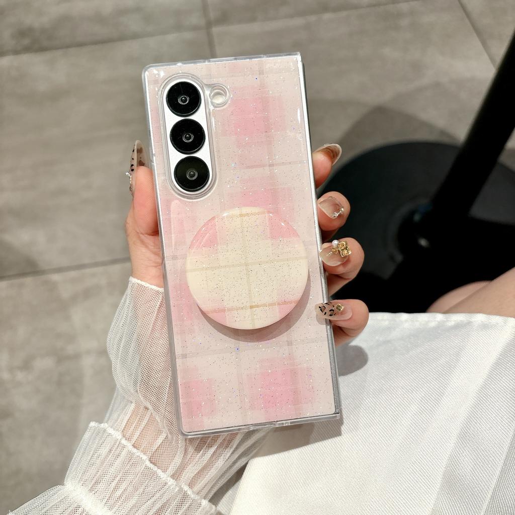 Applicable to Samsung zfold7 bow anti-drop mobile phone case zfold6 glitter polka dot zfold5 bracket protective case