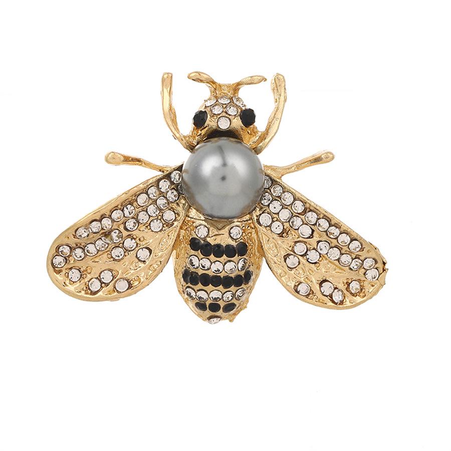 Charming Rhinestone Pearl Bee Brooch - Elegant Insect Pin Corsage Accessory