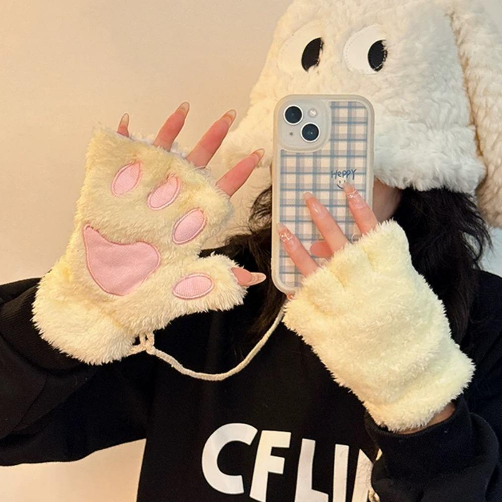 

Kawaii Squeaking Plush Cat Paw Gloves For Men Women Costume Cosplay Thicken Cute Cartoon Cat Claw Mittens Party Accessories