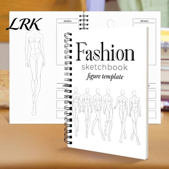 Kreatives Mode-Skizzenbuch Vorlage für den menschlichen Körper Malbuch, Spiralbindung 360 Grad flach liegend Kleidung Illustrationsblock Zeichnen