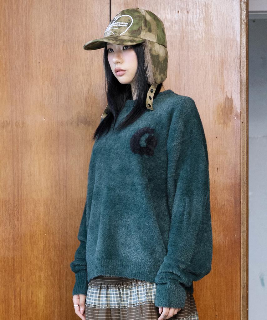 GLACK Gnt066 Laffin Hairy Pullover Knit (Green)