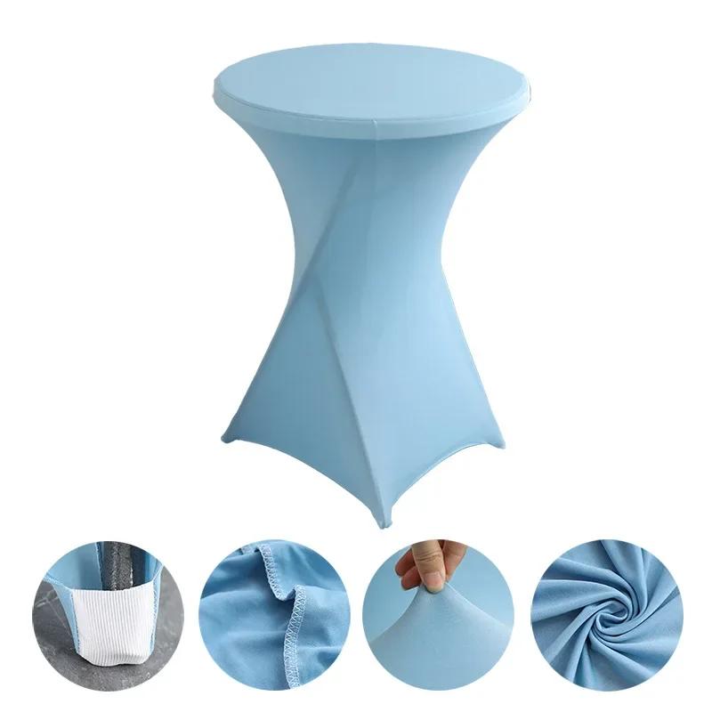 Pure Color Table Cloth Elastic Bar Table Cover Dustproof Polyester Round Tablecloth