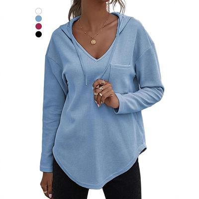 Frühling Neu Damen Freizeit Mode Kapuzenpullover Vielseitig Langarm Einfarbig Sweatshirt