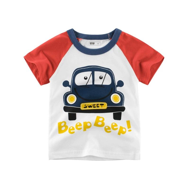 2-9 Years Children Short Sleeve T-shirts Korean Version Stripe Kids Clothing Boy Baby Cotton Tees Summer Cartoon Tops