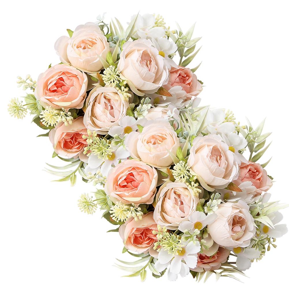 2 Stück künstliche Rosenblumenstrauß falsche Blumen Hochzeitsdekoration für Haus Zimmer Dekoration Blumenarrangement Hochzeitsbraut Dekor