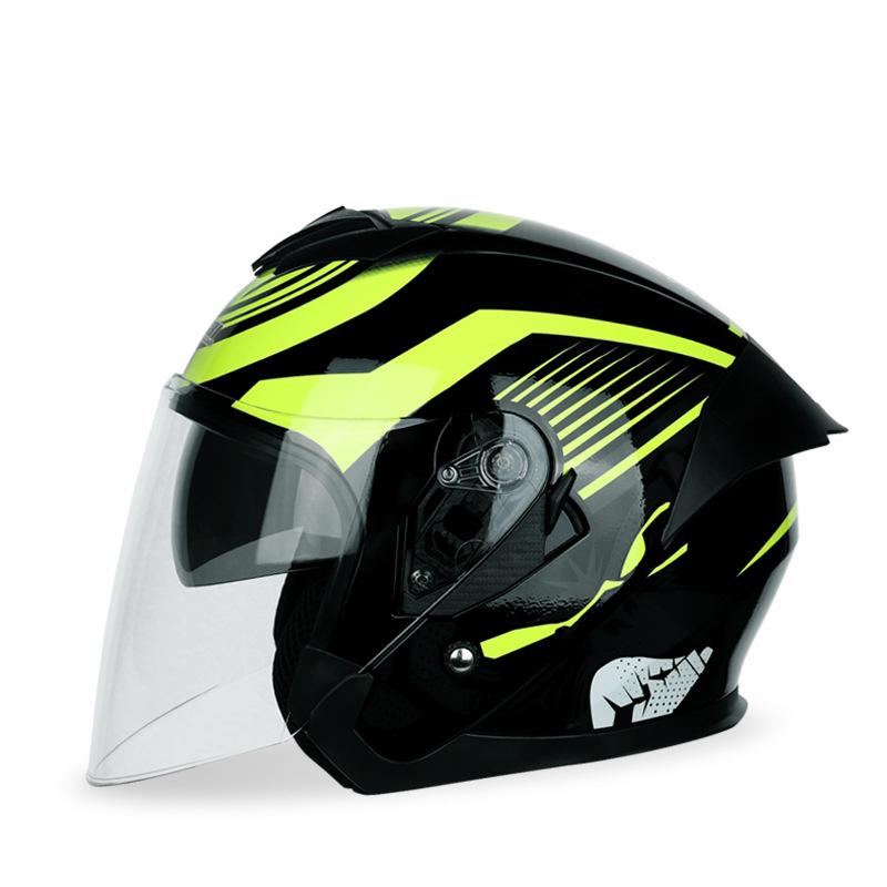 

Шлемы для мотоциклов Мотоциклетные шлемы Полузакрытый шлем Дышащая подкладка Дизайн Двойной козырек Использование защитных материалов АБС L флуоресцентный желтый