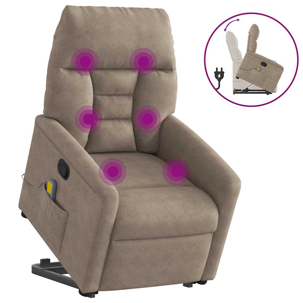 Recliner Chair with Lift Assist Taupe Microfiber Fabric