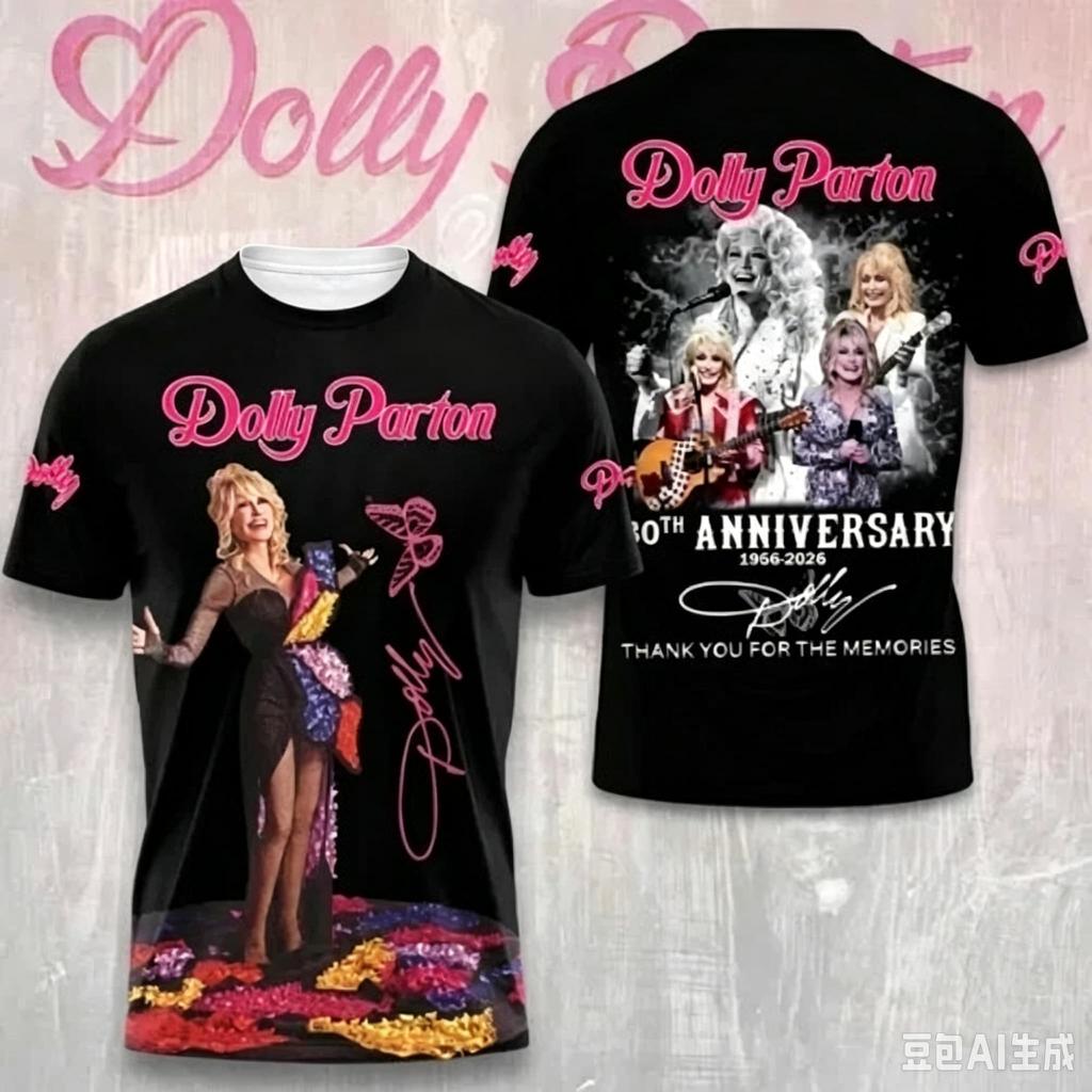 Dolly Parton T‑Shirt Unisex Double‑Sided Portrait Print Short‑Sleeve Top Country‑Music Fan Casual Streetwear Tee Family Matching