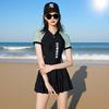 Sports style swimsuit women's one-piece conservative belly cover and thin student skirt soaking in hot spring new swimsuit