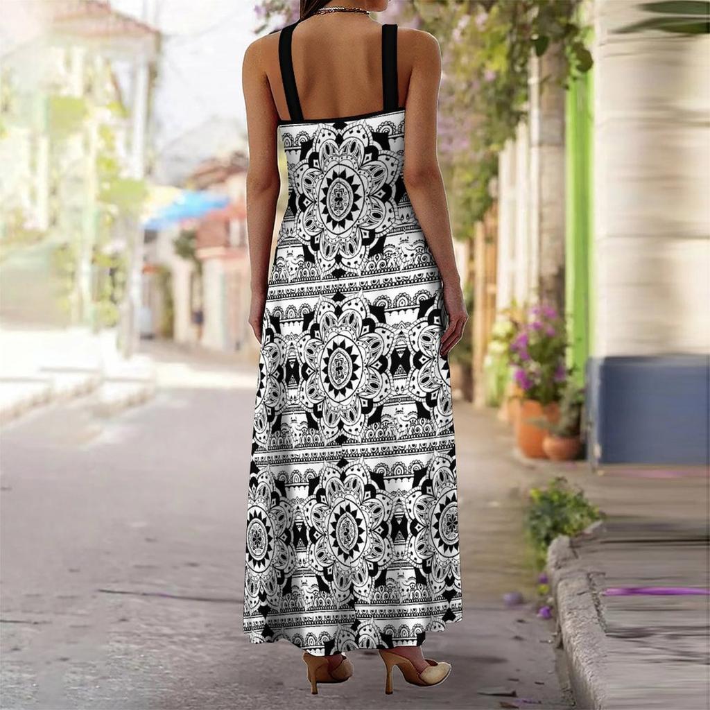 Women's Slip Dress Maxi Long Dress Datura Print Stitching Print Dress Spring & Summer Leisure Vacation