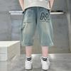 Boys' Summer 2026 Trendy Denim Shorts - Cool Mid-Length Five-Point Pants