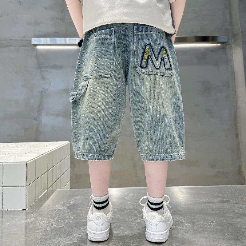 Boys' Summer 2026 Trendy Denim Shorts - Cool Mid-Length Five-Point Pants