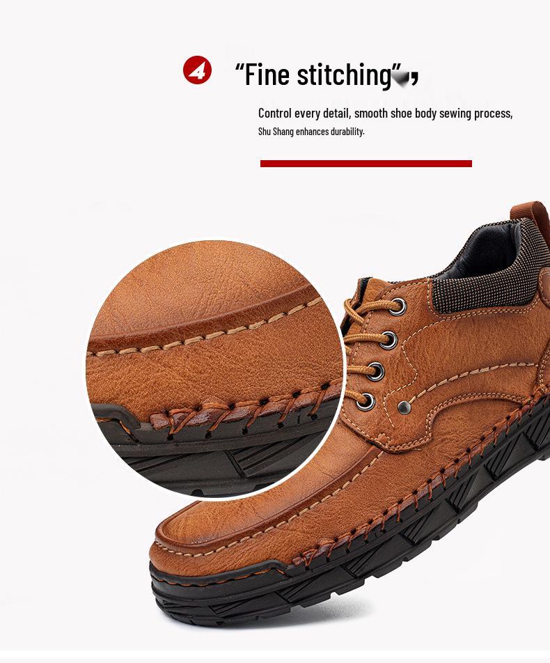 Herren Große Größe Handgenähte Leder Martin Stiefel - Lässige Herbst/Winter Kurze Arbeitsstiefel