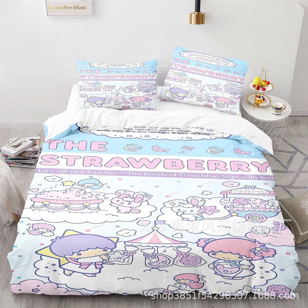 Sanrio Little Twin Stars Bedding Sets Comforter Quilt Bed Cover Duvet Cover Pillow Case 2-3 Pieces Sets Kids Adult Size