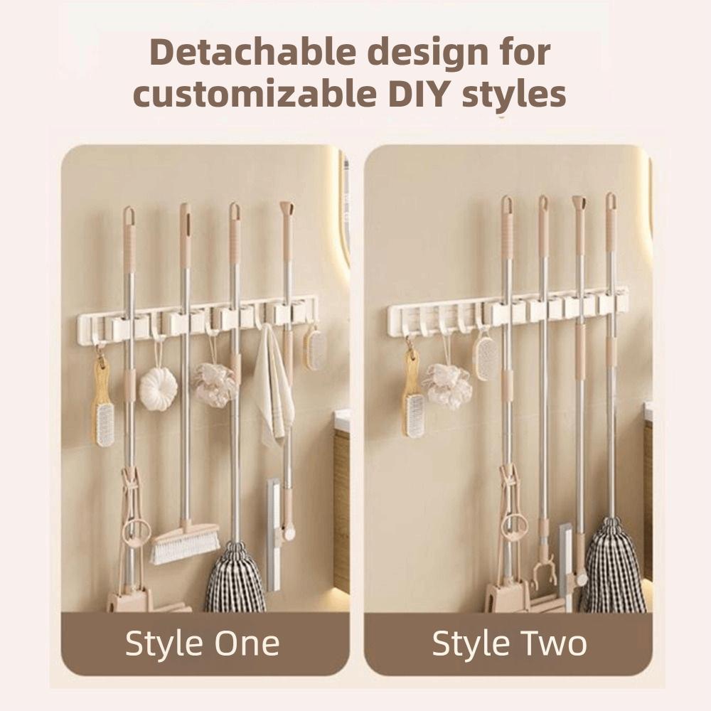 Removable Wall Mounted Mop Rack Space Aluminum Mop Broom Holder Suction Cup Mop Holder for Kitchen