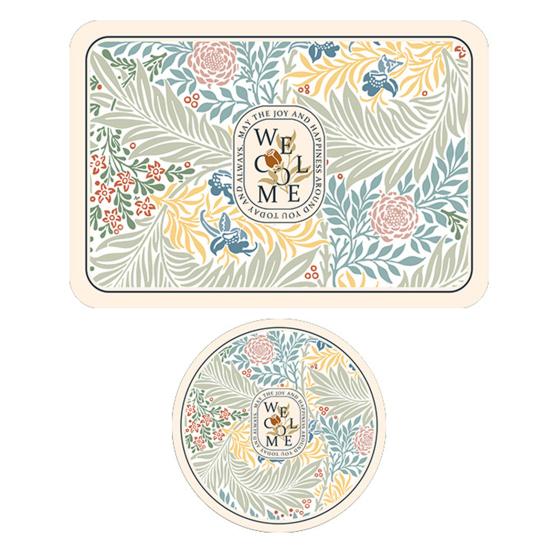 2Pcs Vintage Flower Placemat Waterproof Heat-Resistant Non-slip PVC Heat Insulation Rectangle Round Dining Table Protection Decoration