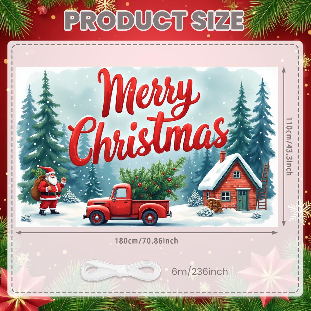 Photo Prop Cozy Design Santa Claus Banner Festive Decor Colorful Lights Christmas Banner For Home Decoration Event Decor Indoor