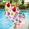 Glückliches Gesicht Herz Blume Strandtuch, Niedliches Lächeln Saugfähiges Schnelltrocknendes Handtuch für Sommer Pool, Urlaub & Strand
