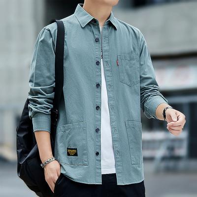 Cotton Washed Long Sleeved Workwear Shirt for Men, Spring and Autumn Styles