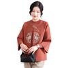 Elegant Embroidered Two-Piece Cardigan & Top Set for Middle-Aged Women