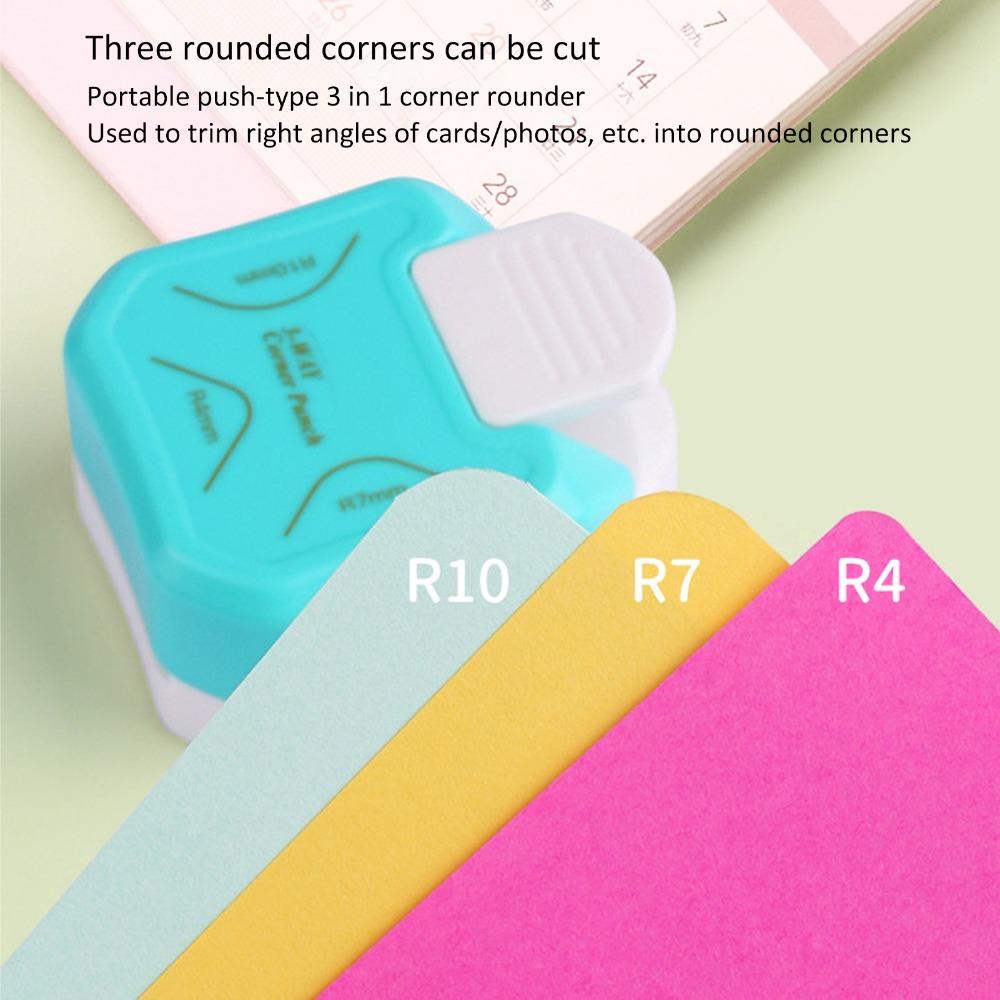 3 in 1 Corner Rounder Punch Mini Size Multi Angle Round Paper Punch Ergonomic Handle 4mm, 7mm, 10mm Mini Corner Trimmer