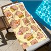 Süßes Capybara Food Print Strandtuch, Mikrofaserhandtuch im Fast-Food-Design, Schnelltrocknendes saugfähiges Handtuch für Strand, Schwimmen, Camping,