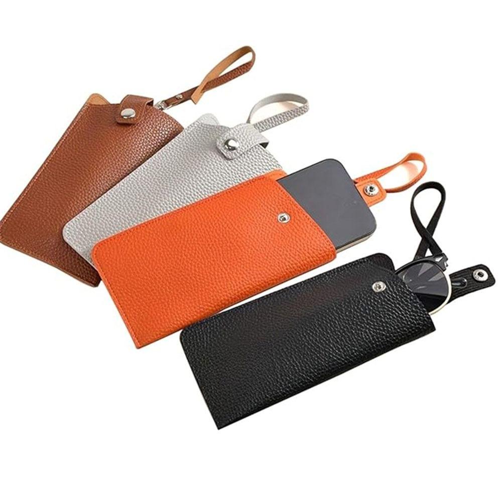 Einfarbige Sonnenbrillentasche PU-Leder Sonnenbrillenhalter Brillen-Zubehör
