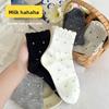 Female Summer Thin Lovely Retro Idea Yarn Polka Dot Lace In The Tube Socks
