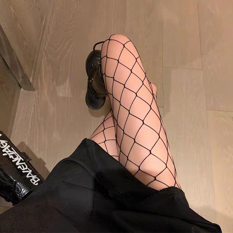 Women's Velvet Fishnet Tights - Hollow-Out Mesh Pantyhose, Plus Size, European & American Style