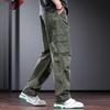 Jie Leinuo Men's Casual Multi-Pocket Loose Straight Leg Cargo Pants