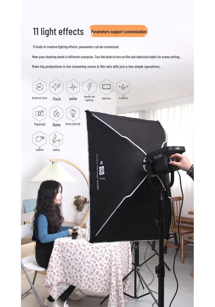 FS200 LED Soft Light Kit for Professional Live Streaming and Filming